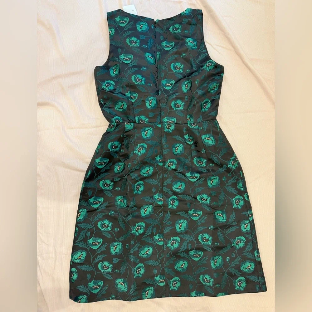 J. Crew Black and Teal Floral Midi Dress